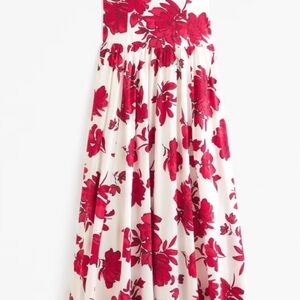 Abercrombie & Fitch Red Pleated Tiered Sundress
